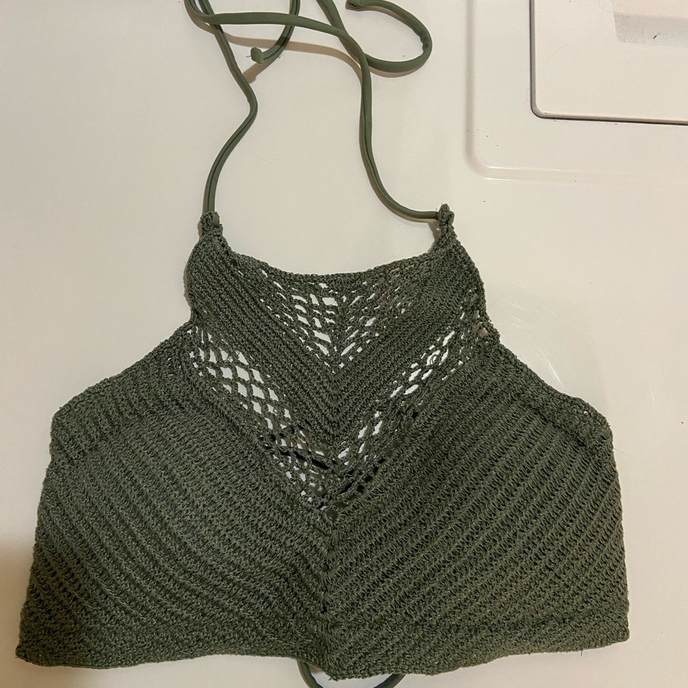 Green halter swim suit